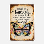 🦋 Handmade Vintage Butterfly Metal Wall Sign, Inspirational Farmhouse Healing Gift