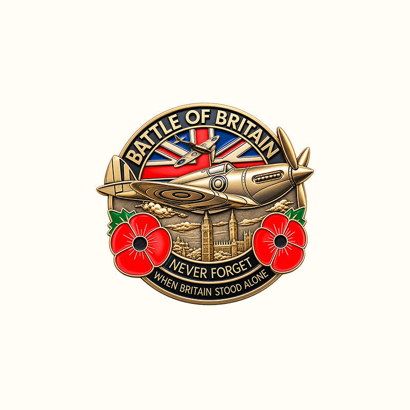 ✈️ Battle of Britain Commemorative Pin – Patriotic Remembrance Collectible With Poppy & Aircraft Motif