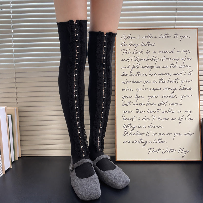 🎀🖤 Y2K Cutout Hook Statement Socks – Edgy Fashion Socks For Outfit Styling