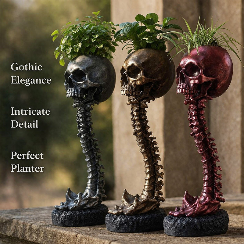 💀🖤Gothic Skull Planter And Skeleton Vase Spooky Home Decor