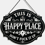 😄 Sassy Happy‑Place Vintage Metal Wall Sign, Funny Porch & Patio Wall‑Hanging Decor