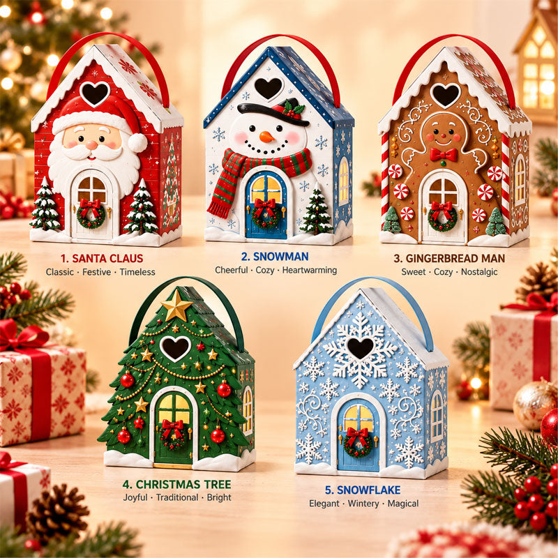 🏠 Christmas Cottage Handle Gift Box – 3D House‑Shaped Festive Packaging For Small Treats