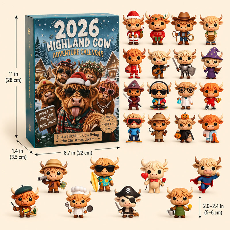 🐂🎄 2026 Highland Cow 24‑Day Christmas Advent Calendar Collectible Figurines