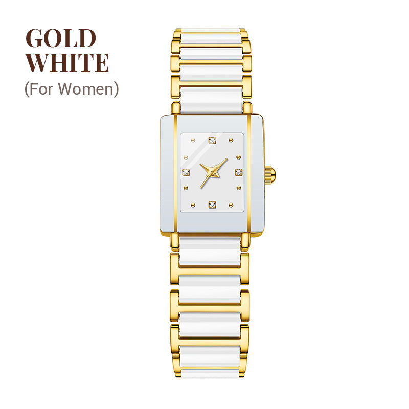 ⌚ Elegant Ceramic Band Watch — 3ATM Water Resistant, Quartz, Gift Box Included