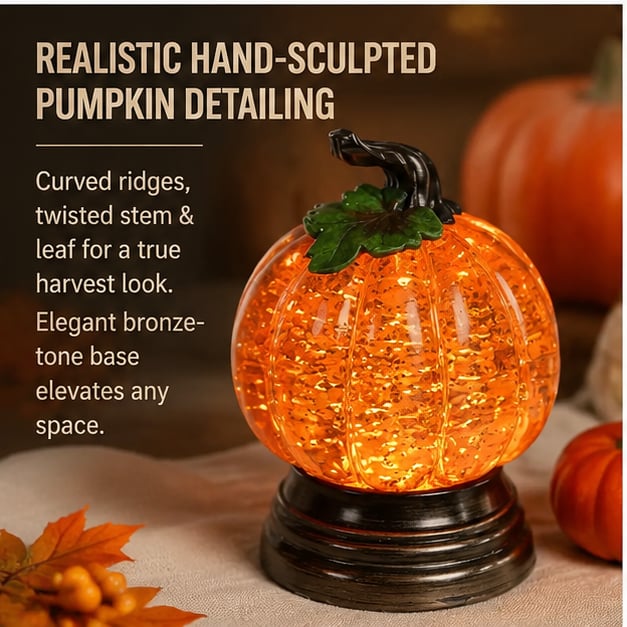 🔥Last Day 50% OFF - 🎃🍂Glitter Lighted Pumpkin Snow Globe