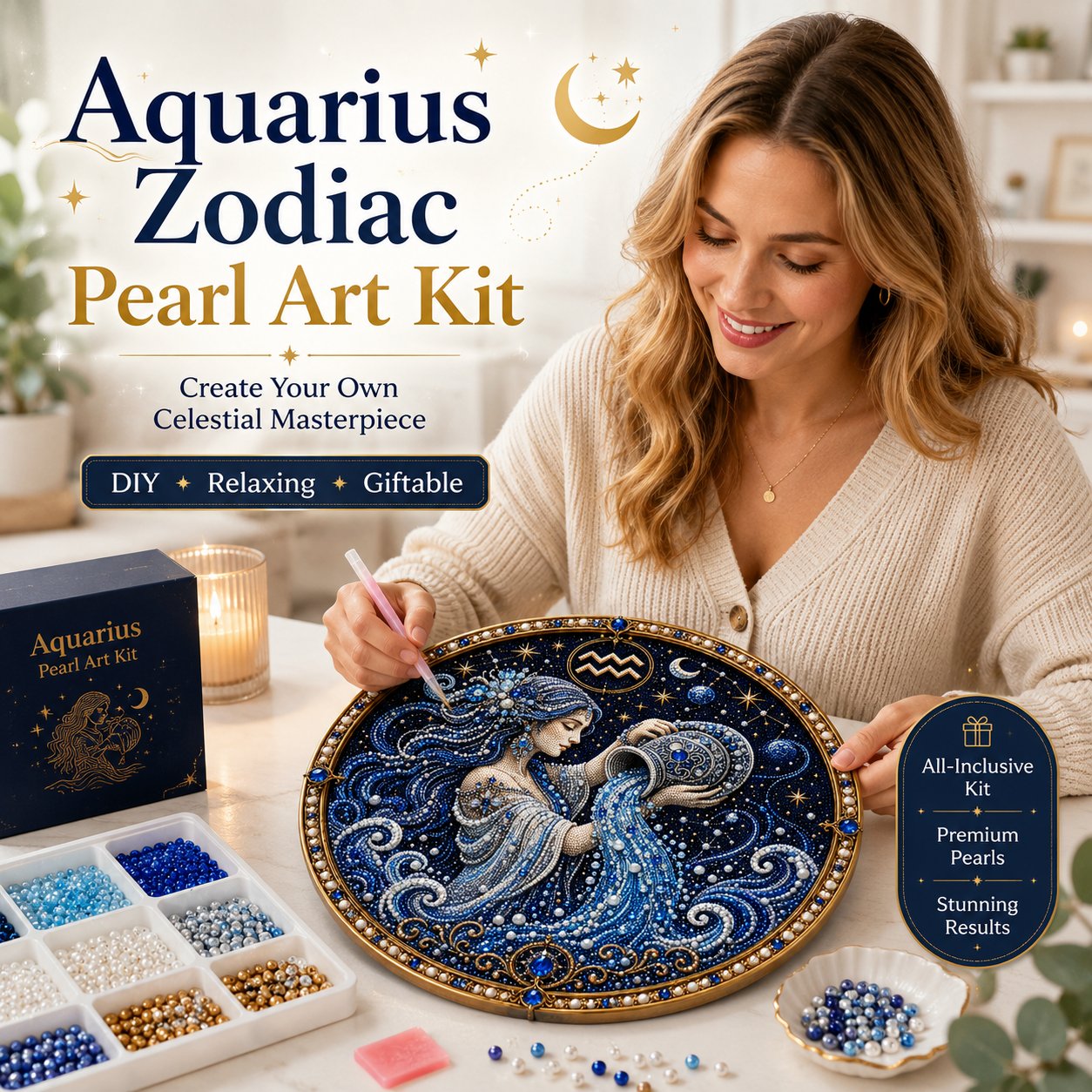 🔥 12 Zodiac Signs Pearl Art Kit ♈🌙