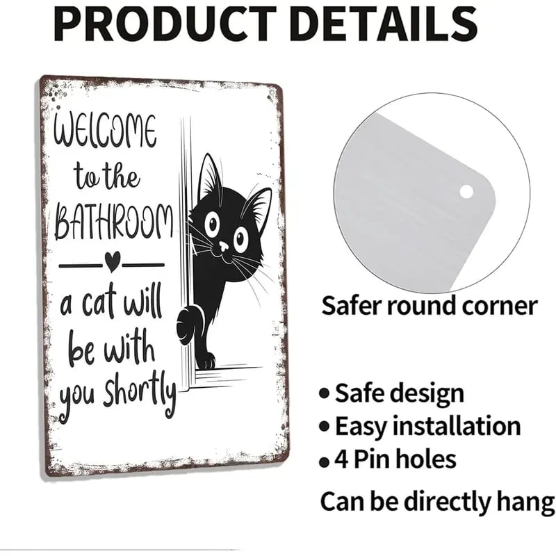 🔥Last day 50% off – Vintage black and white cat wall art