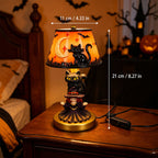 🎃👻 Stained‑Glass Ghost Bat Pumpkin Table Lamp With Skeleton Base