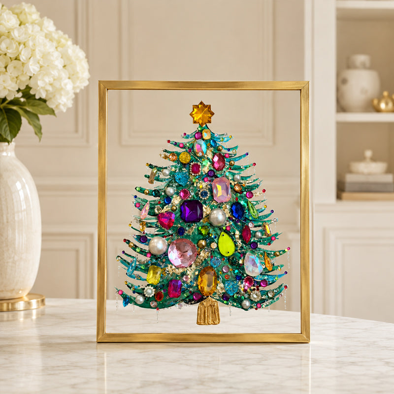 🎄✨ Handmade Elegant Collectible Crystal Beaded Tabletop Christmas Tree, Sparkling Gem Pearl Holiday Home Decor