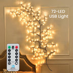✨ LED Branch Wall Light – Flexible Bendable Vine Light with 8 Light Modes for Christmas Decor
