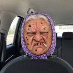 😂 Funny Face Car Headrest Cover – Hilarious Car Interior Decor!
