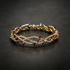 ✨ Enamel Thorn‑Crown Paved Crystal Gold‑Tone Bracelet