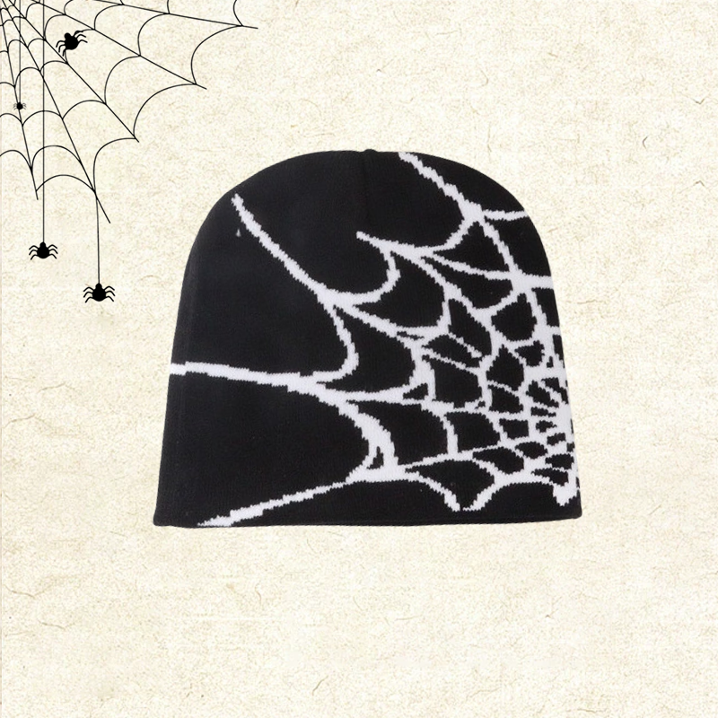 🕸️ Y2K Spiderweb Winter Beanie | Alt Streetwear Vibe