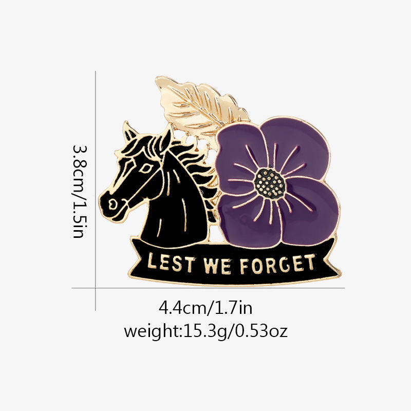 🌺 Purple Poppy Horse Memorial Brooch 💜 Meaningful Symbol Accessory