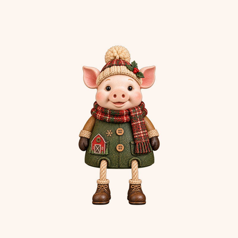 🎄 Christmas Cow Figurine 🐮 Cozy Farmhouse Holiday Shelf Decor