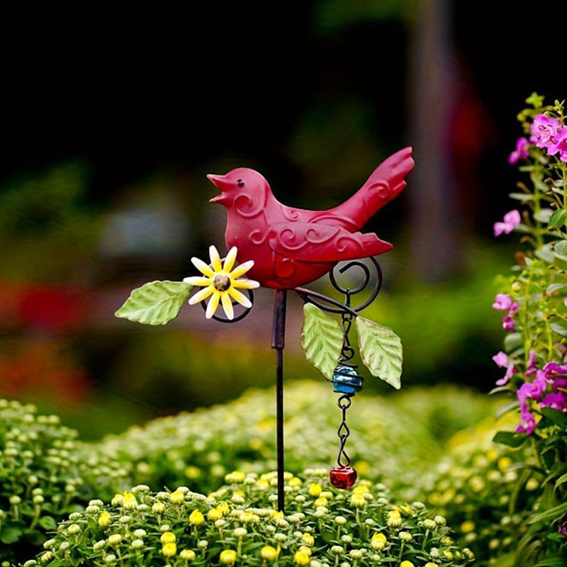 🐦 Colourful Metal Bird Garden Stake Decor