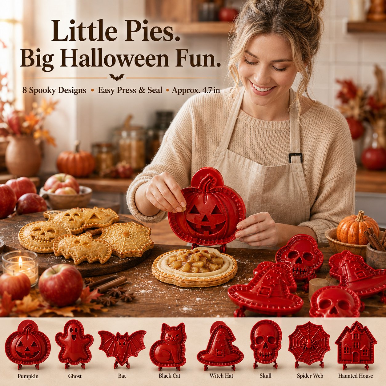 🎃 Spooky Halloween Hand‑Pie Press Set | 8 Unique Spooky Shapes for Festive Party Pastries