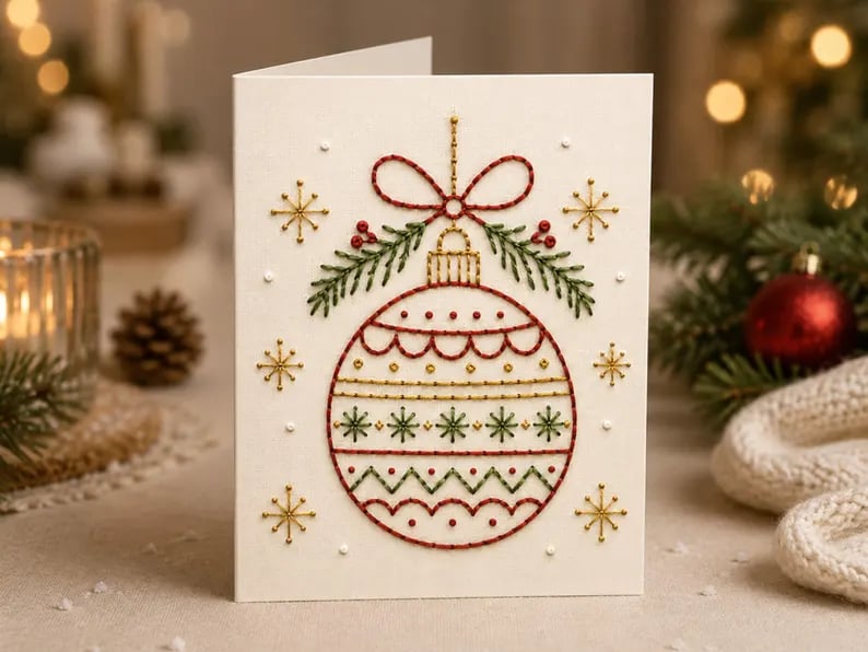 🎄 Beginner-Friendly Christmas Embroidery Kit, Relaxing Holiday Craft Project & Meaningful Gift