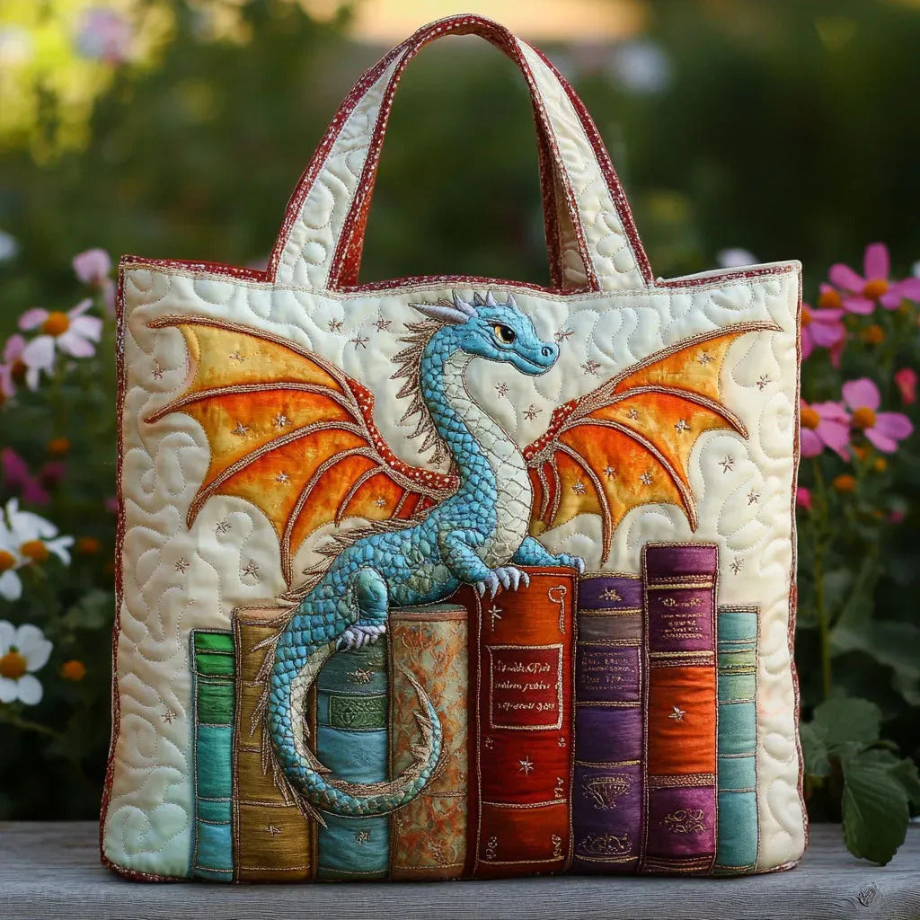 🐉Fantasy Dragon Book Quilted Tote Bag