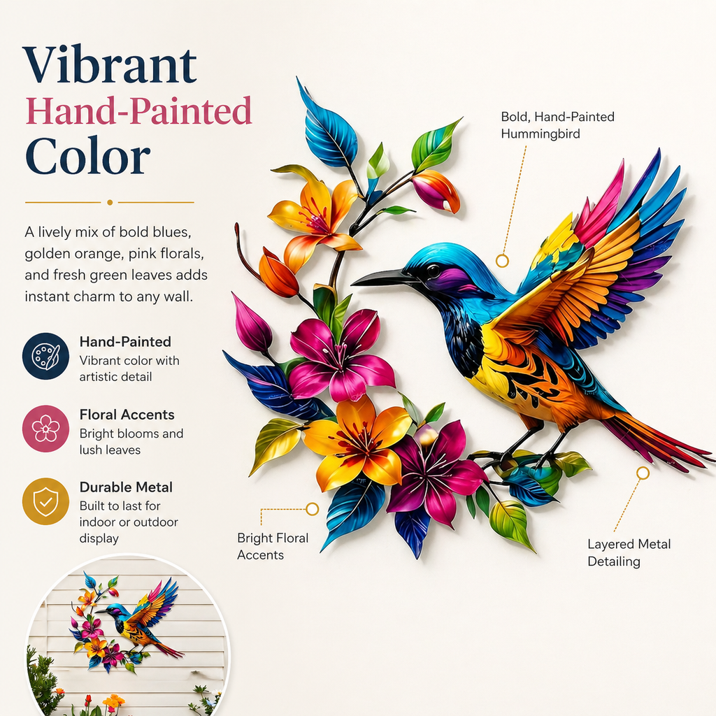 ✨Hummingbird Bloom Metal Wall Art