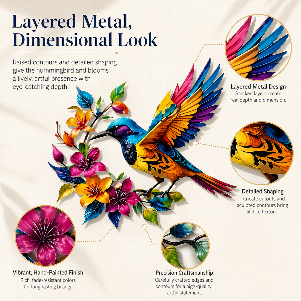 ✨Hummingbird Bloom Metal Wall Art
