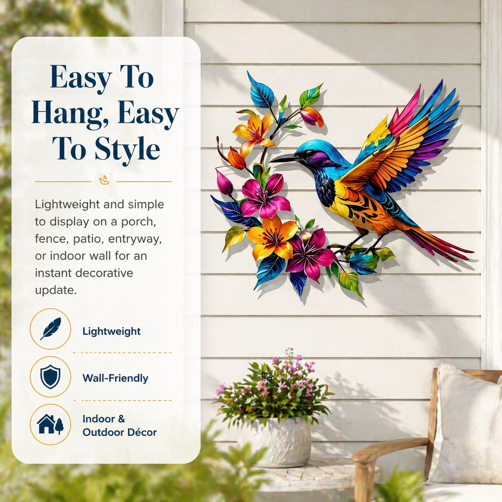 ✨Hummingbird Bloom Metal Wall Art