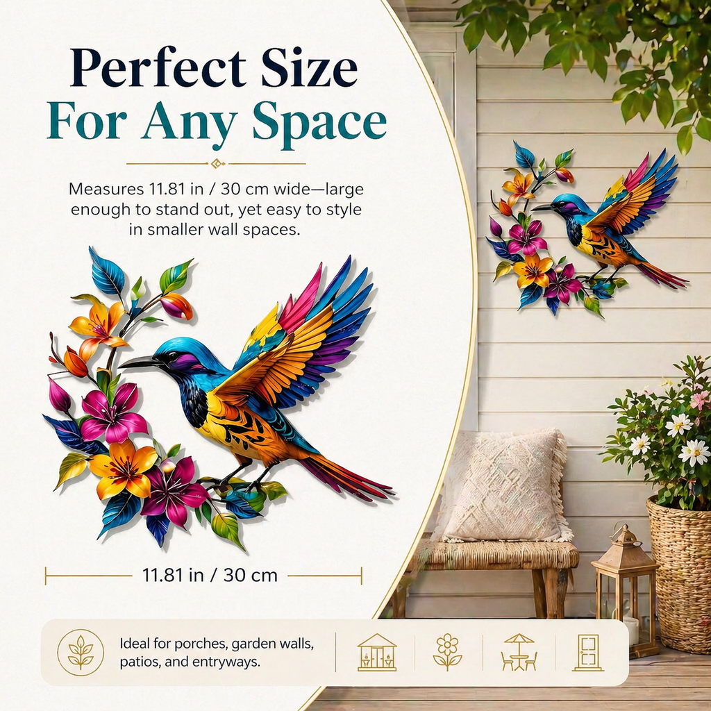 ✨Hummingbird Bloom Metal Wall Art