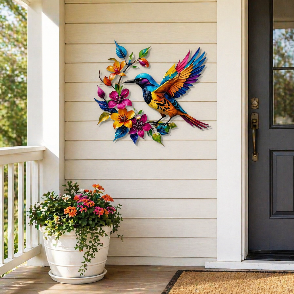 ✨Hummingbird Bloom Metal Wall Art