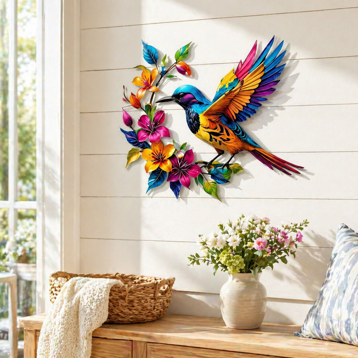 ✨Hummingbird Bloom Metal Wall Art