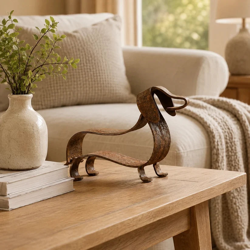 🐶Vintage‑Tone Wiener Dog Accent – Indoor & Garden Ready