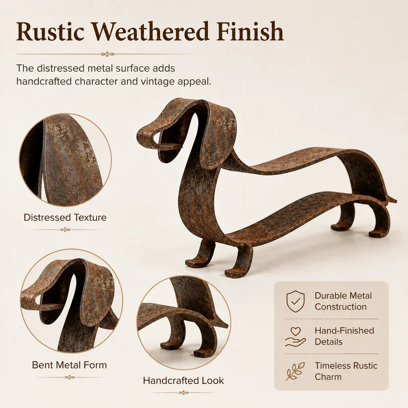 🐶Vintage‑Tone Wiener Dog Accent – Indoor & Garden Ready