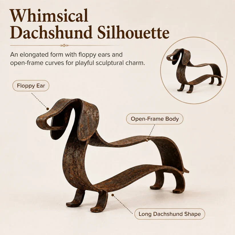 🐶Vintage‑Tone Wiener Dog Accent – Indoor & Garden Ready