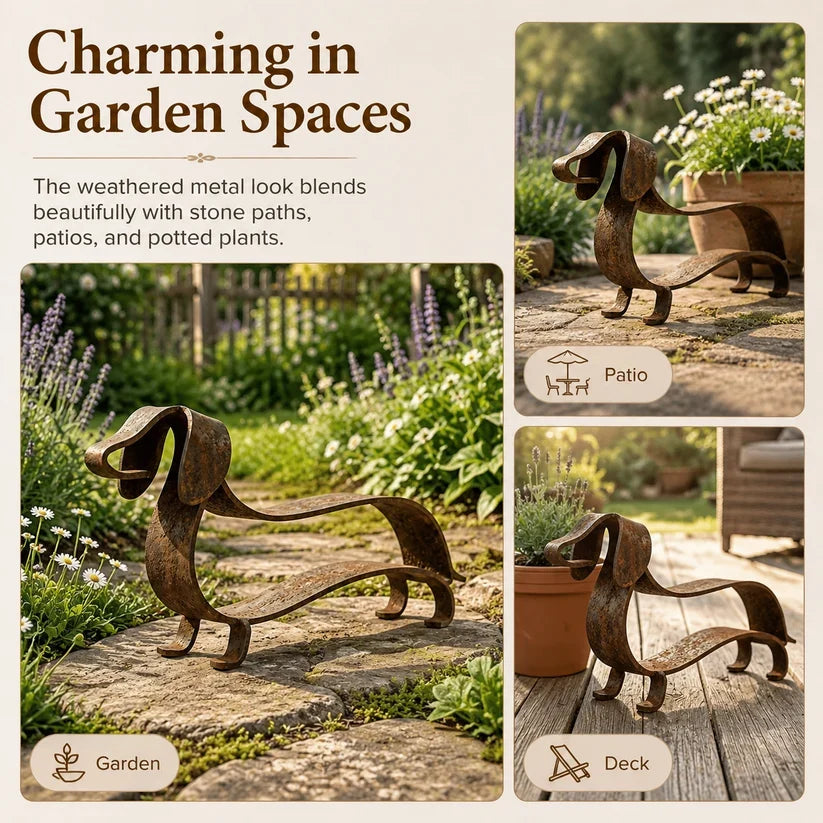 🐶Vintage‑Tone Wiener Dog Accent – Indoor & Garden Ready