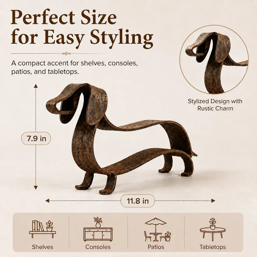 🐶Vintage‑Tone Wiener Dog Accent – Indoor & Garden Ready