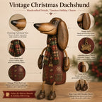 🐾 Vintage Christmas Dachshund Shelf Sitter 🎄 Rustic Farmhouse Holiday Dog Figurine