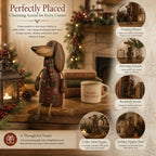 🐾 Vintage Christmas Dachshund Shelf Sitter 🎄 Rustic Farmhouse Holiday Dog Figurine