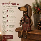🐾 Vintage Christmas Dachshund Shelf Sitter 🎄 Rustic Farmhouse Holiday Dog Figurine