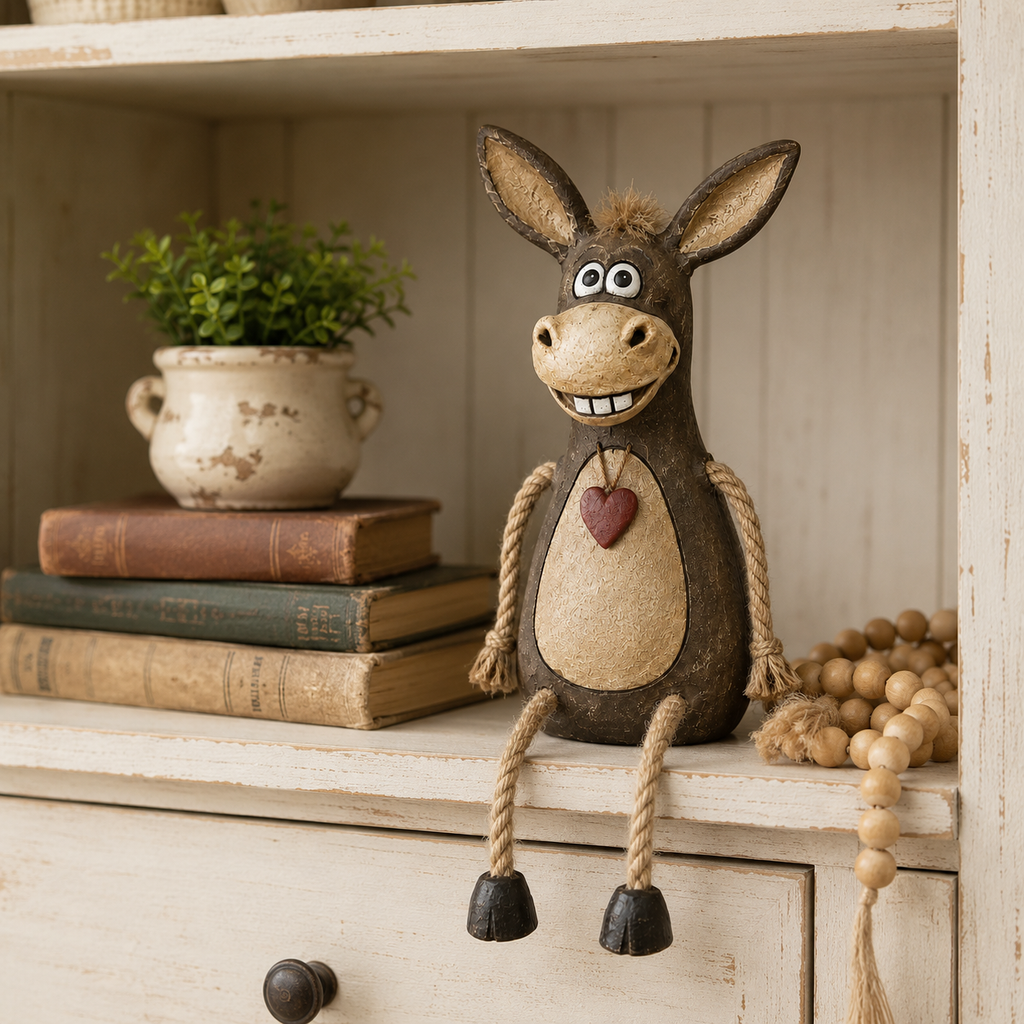 ❤️ Farm Style Donkey Shelf Figurine, Unique Gift For Donkey & Farmhouse Decor Lovers