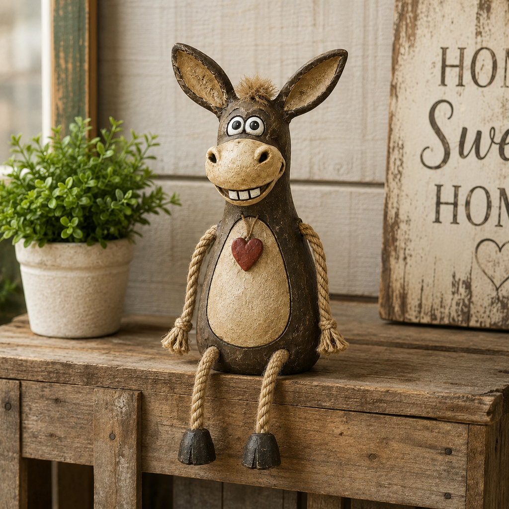 ❤️ Farm Style Donkey Shelf Figurine, Unique Gift For Donkey & Farmhouse Decor Lovers