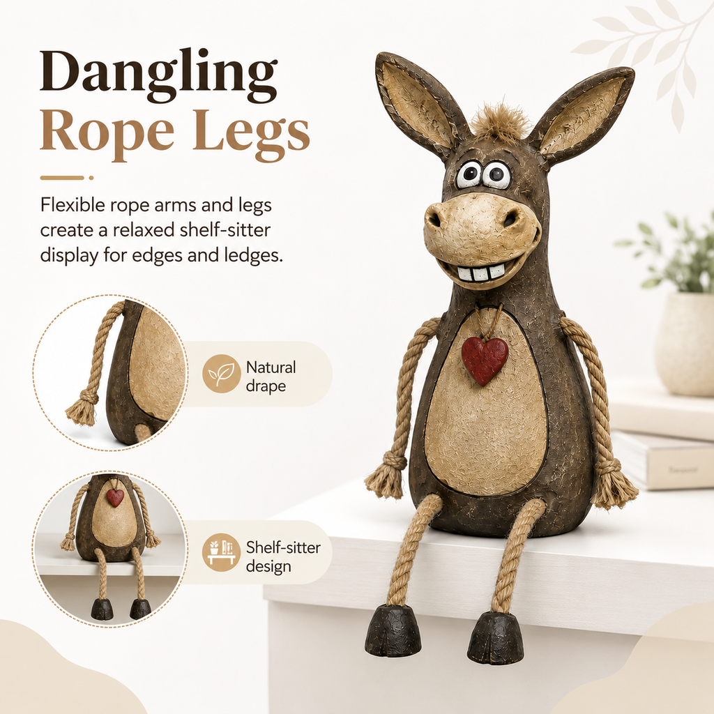 ❤️ Farm Style Donkey Shelf Figurine, Unique Gift For Donkey & Farmhouse Decor Lovers