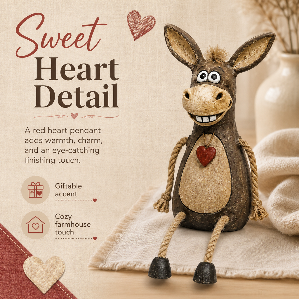 ❤️ Farm Style Donkey Shelf Figurine, Unique Gift For Donkey & Farmhouse Decor Lovers