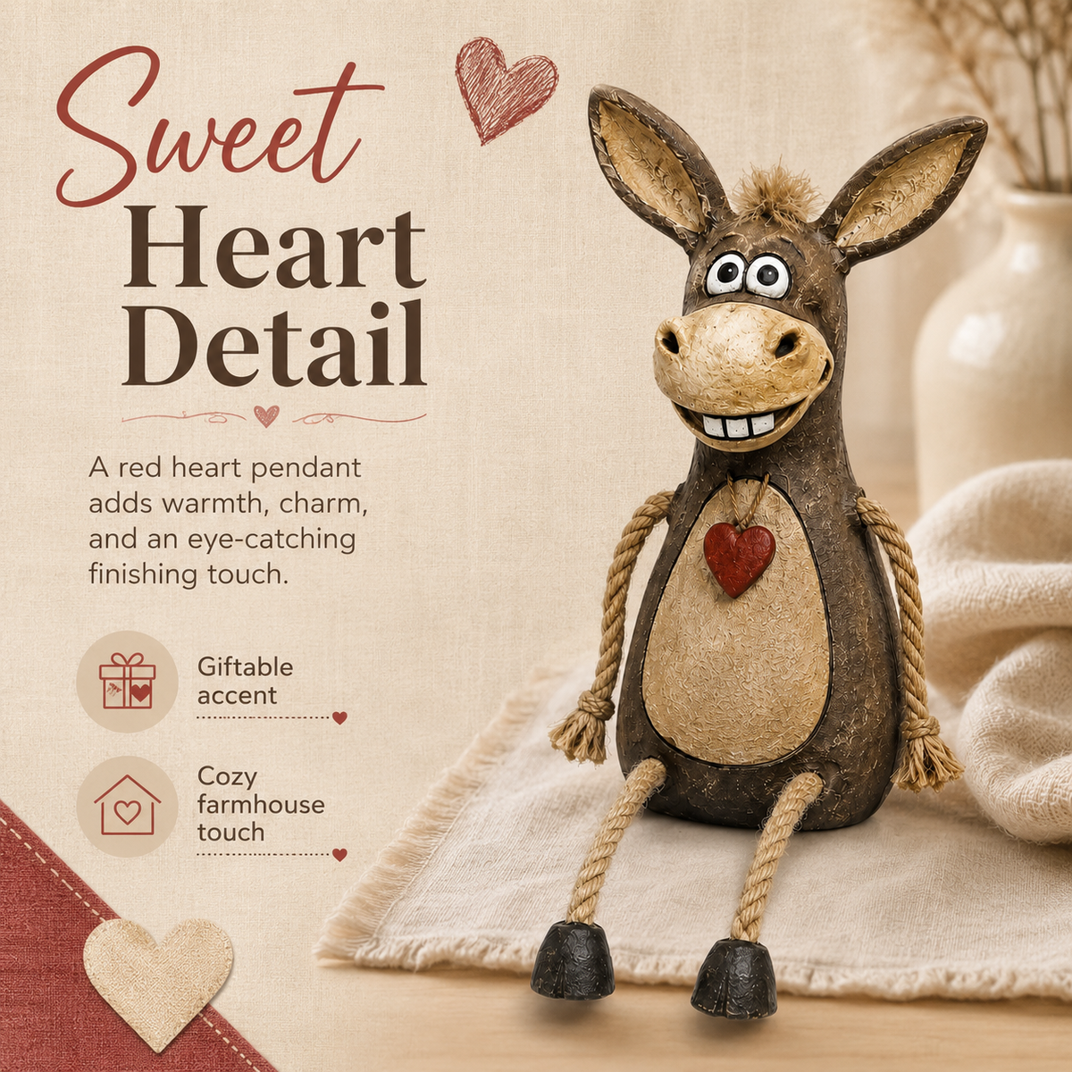 ❤️ Farm Style Donkey Shelf Figurine, Unique Gift For Donkey & Farmhouse Decor Lovers