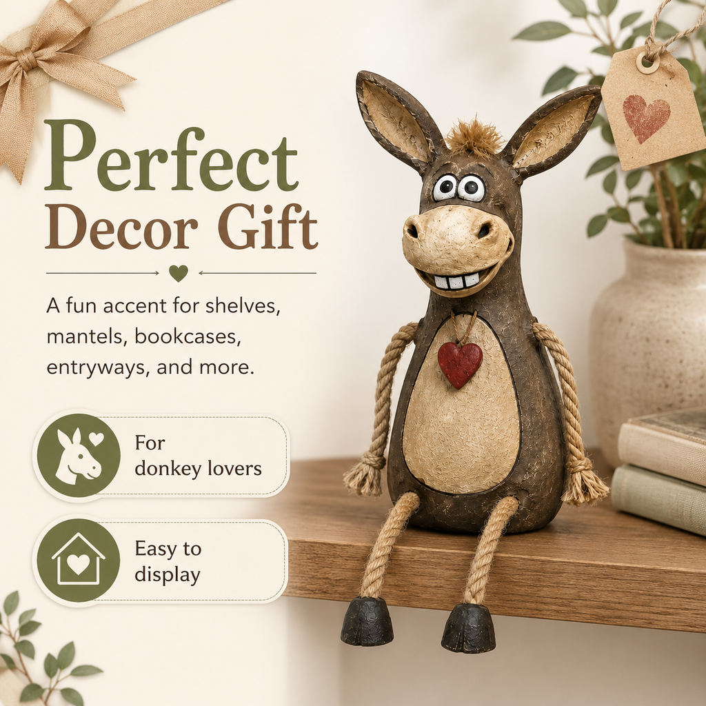 ❤️ Farm Style Donkey Shelf Figurine, Unique Gift For Donkey & Farmhouse Decor Lovers