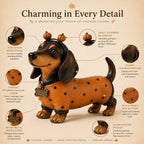 🐶 Spooky‑Cute Dachshund Pumpkin Figurine for Fall Halloween Decor