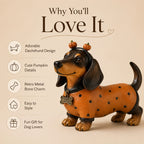 🐶 Spooky‑Cute Dachshund Pumpkin Figurine for Fall Halloween Decor