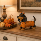 🐶 Spooky‑Cute Dachshund Pumpkin Figurine for Fall Halloween Decor