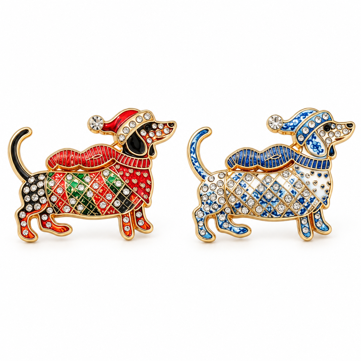🎄🐾 Christmas Dachshund Brooch for Doxie Lovers