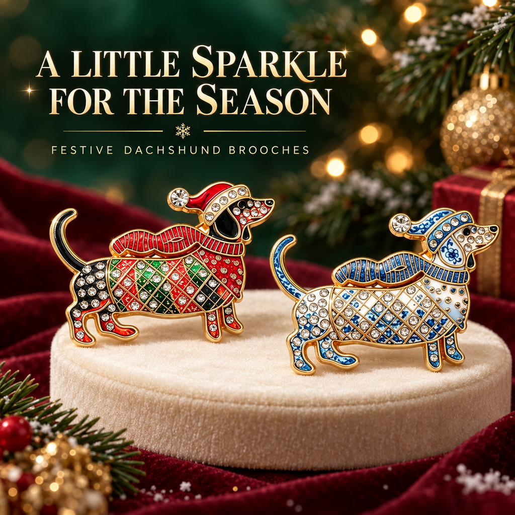 🎄🐾 Christmas Dachshund Brooch for Doxie Lovers