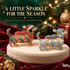 🎄🐾 Christmas Dachshund Brooch for Doxie Lovers