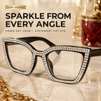 ✨ Sparkling Rhinestone Cat‑Eye Eyewear | Blue‑Light Filter Fashion Readers